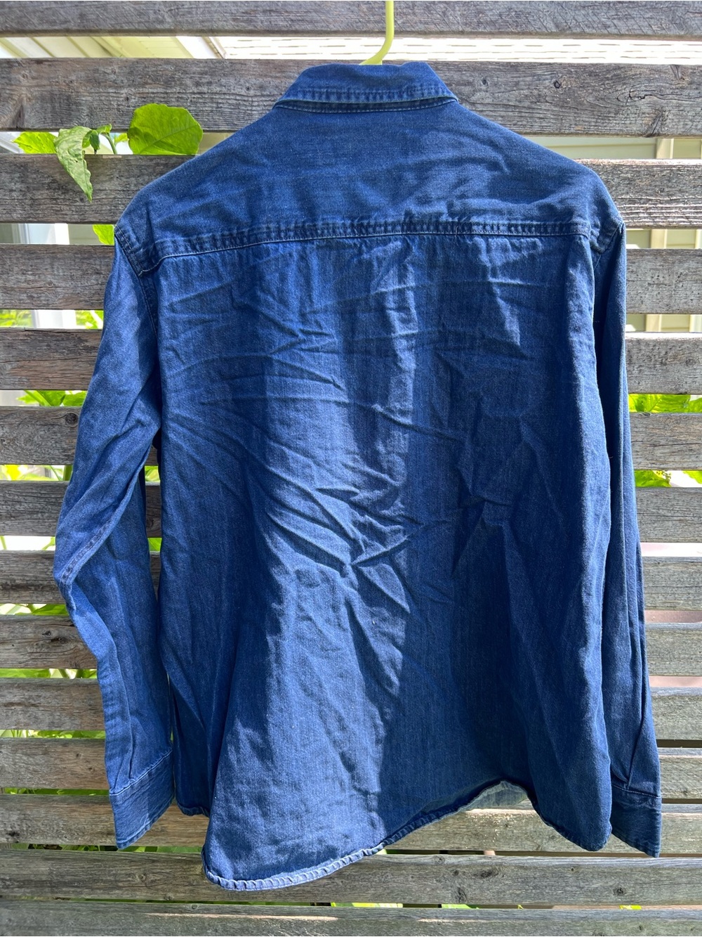 Dapper Boi - Any Gender Blue Denim Button-Up Shirt - Picture 4 of 5
